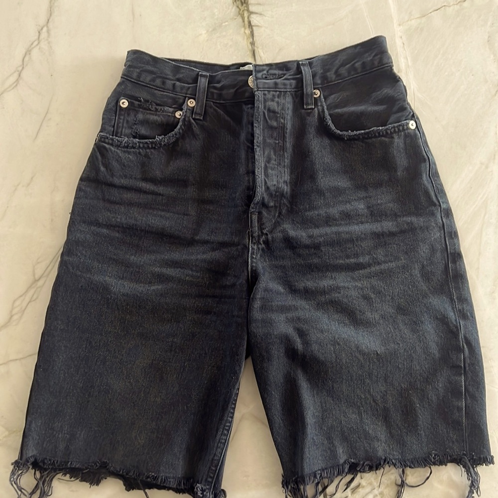 AGOLDE Black Distressed Bermuda shorts